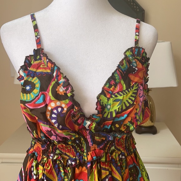 Buckhead Betties Pizazz Paisley Print Cami L Cotton Brown Vibrant Multicolor NWT - Picture 3 of 16
